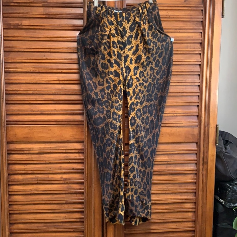 TOM FORD PLEATED LEOPARD TROUSERS